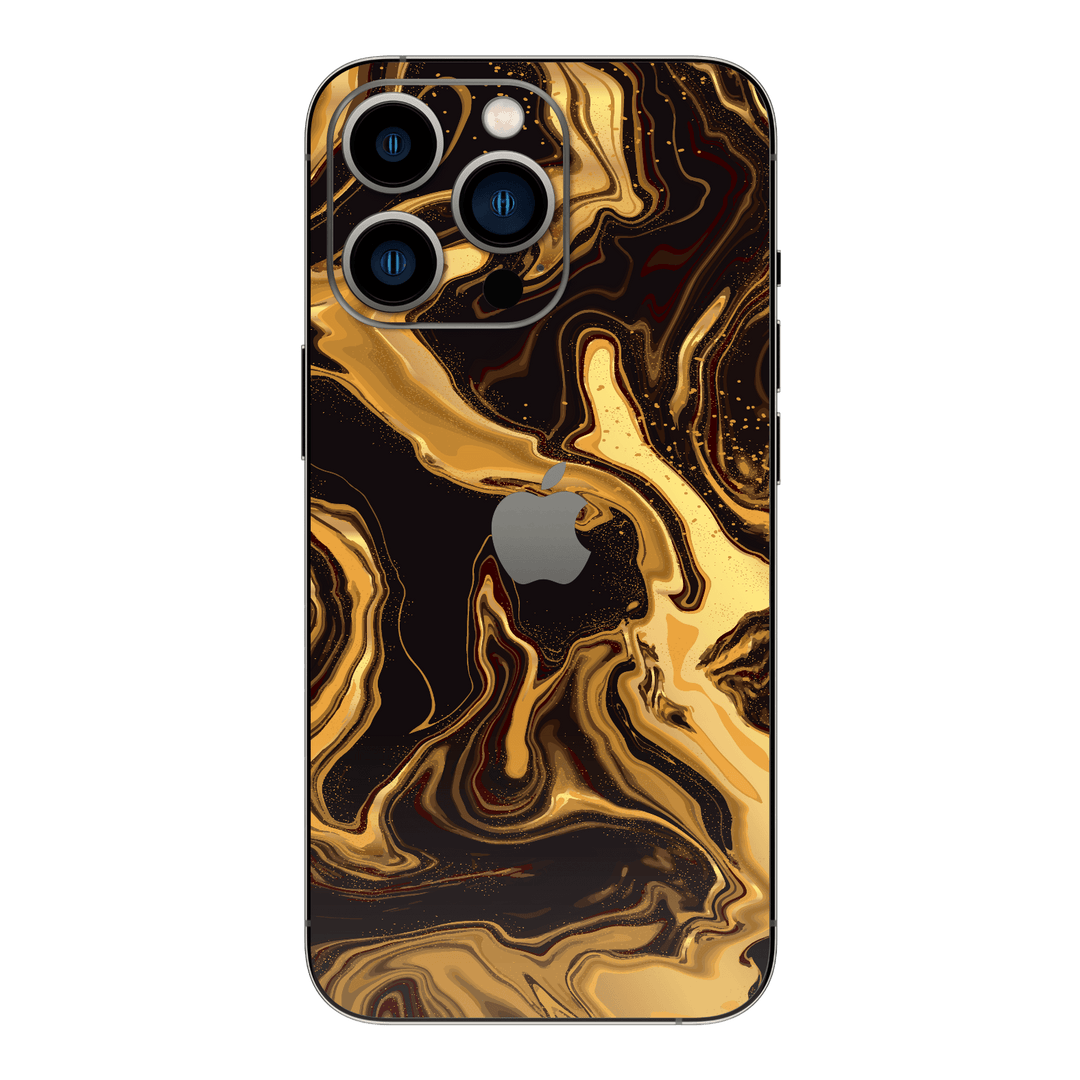 iPhone 14 PRO Print Printed Custom SIGNATURE AGATE GEODE Melted Gold Skin Wrap Sticker Decal Cover Protector by EasySkinz | EasySkinz.com