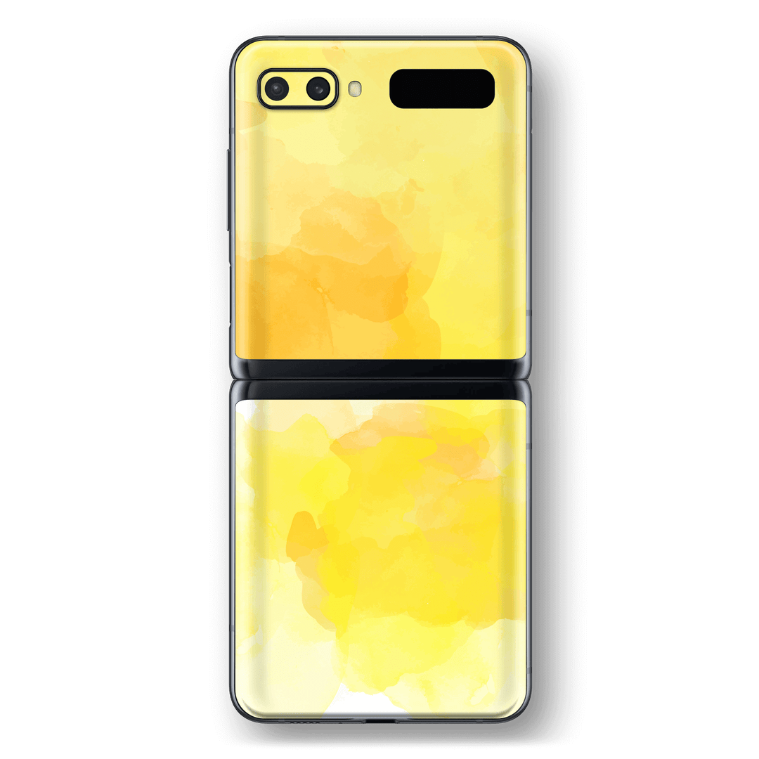 Samsung Galaxy Z Flip 5G Print Printed Custom SIGNATURE Yellow Watercolour Skin Wrap Sticker Decal Cover Protector by EasySkinz